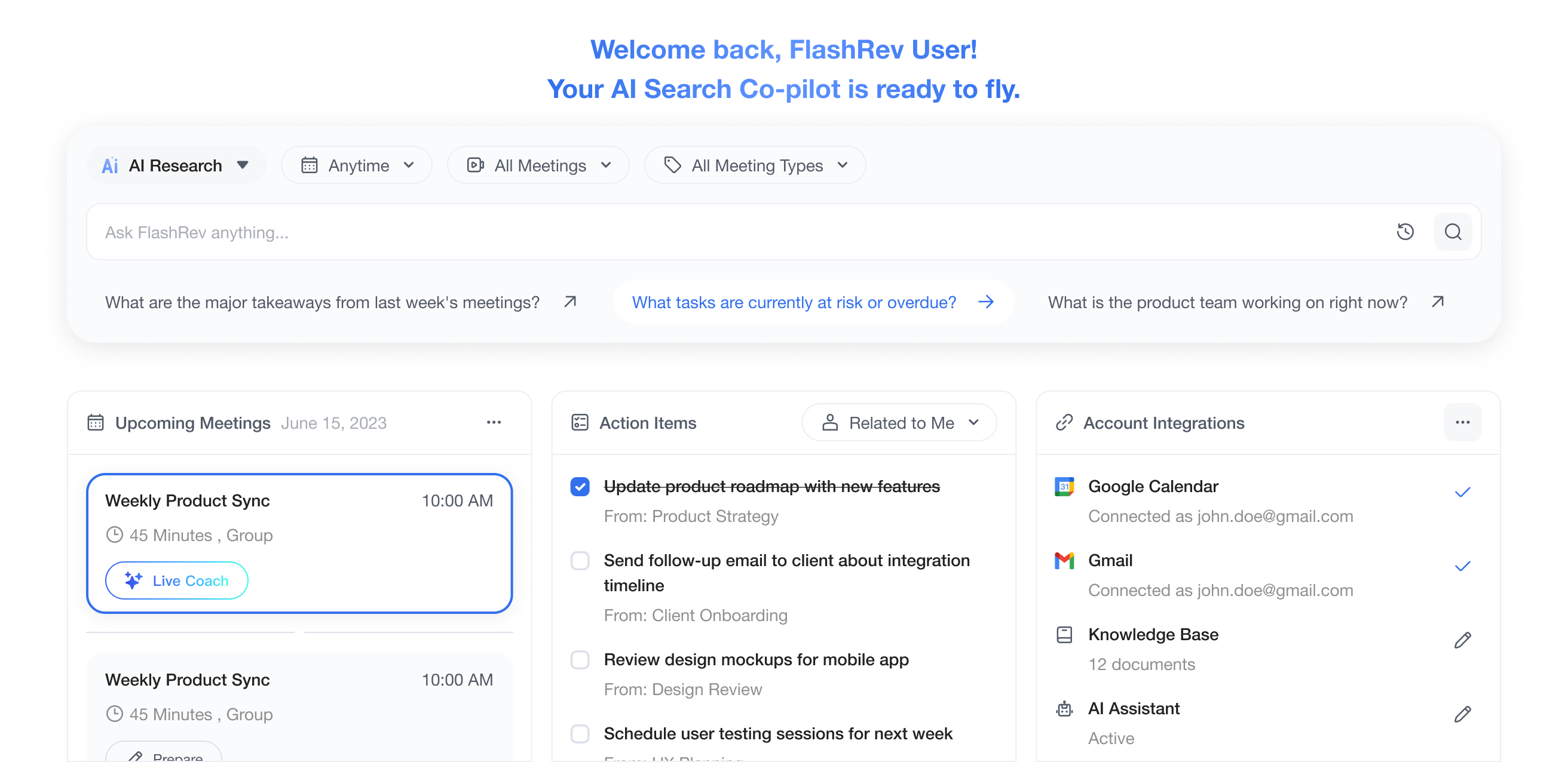 AI Meeting Agent Dashboard
