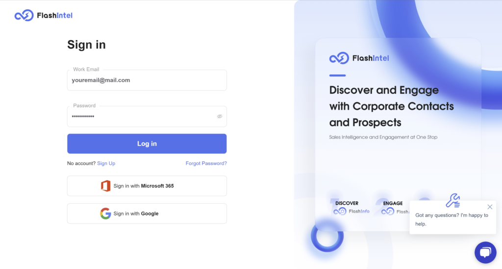 The Log In page of FlashRev
